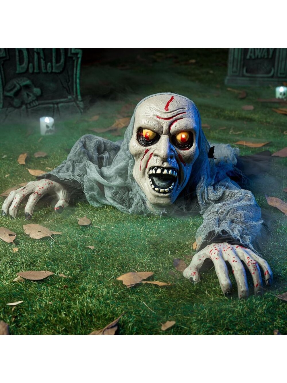 Halloween Decor Outdoor Light-Up Zombie Groundbreaker with Bloodstain & Sound